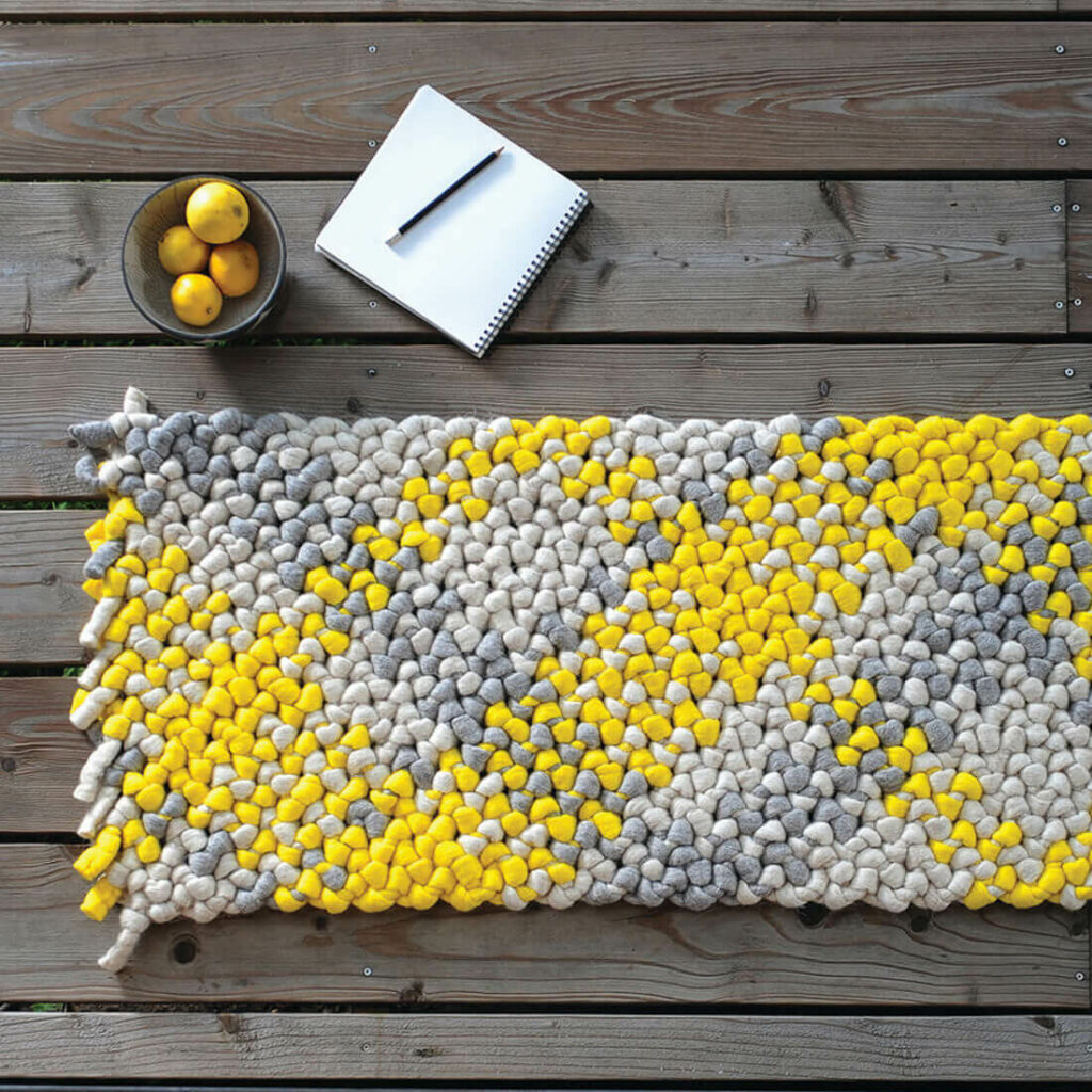 Teppich aus Schafwolle, gelb