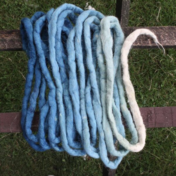 Sheep wool felted gradient indigo hand dyed blue