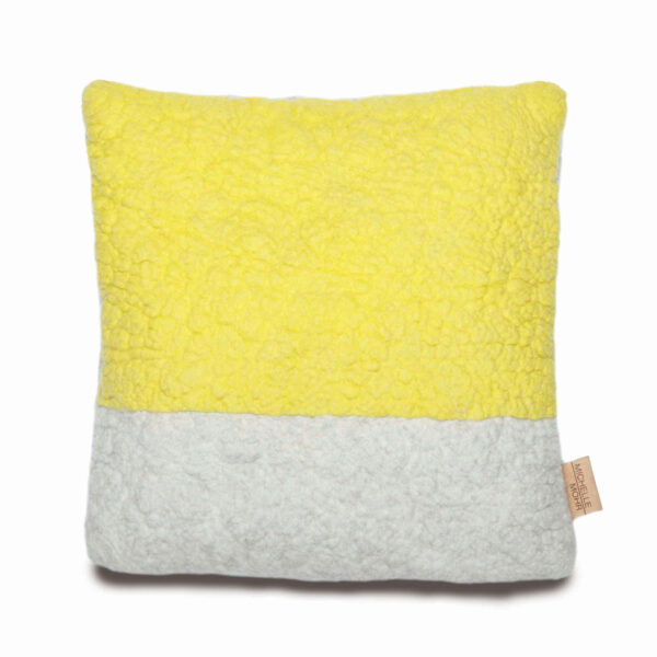 Sofa cushion cushion sheep wool undyed light gray yellow lemon