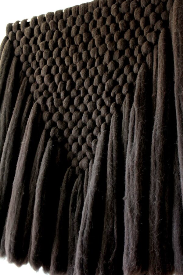 Wandbehang, verknotet, ungefärbte Schafwolle naturschwarz, in Ihrer Wunschgröße, schwarz, Wolle Wandbehang, Wandobjekt