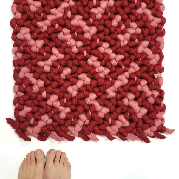 Teppich gekontet schafwolle rot rosa